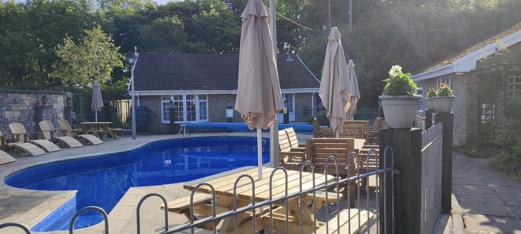 Heated outdoor swimming pool at Granite Henge